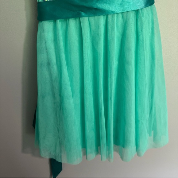 Y2K Teeze Me Dress Strapless Teal Sequined 2000s Lined Size 5 - Picture 3 of 7